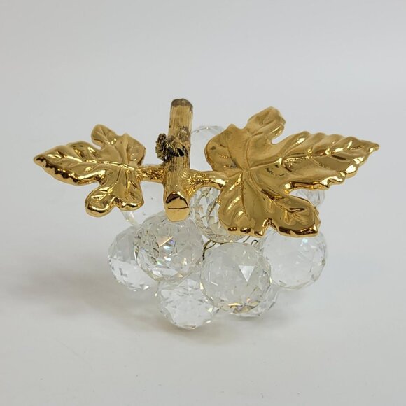 Vintage Heavy Crystal and Brass Grape Cluster Paperweight Art Piece - Picture 2 of 5